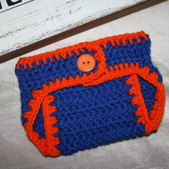 🧡 BLUE + ORANGE DIAPER COVER · 0–3 MO 💙 - Picture 4 of 5
